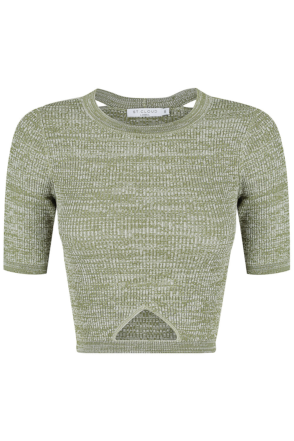 The Cut it Out Crop Knit Top - Olive / Cream