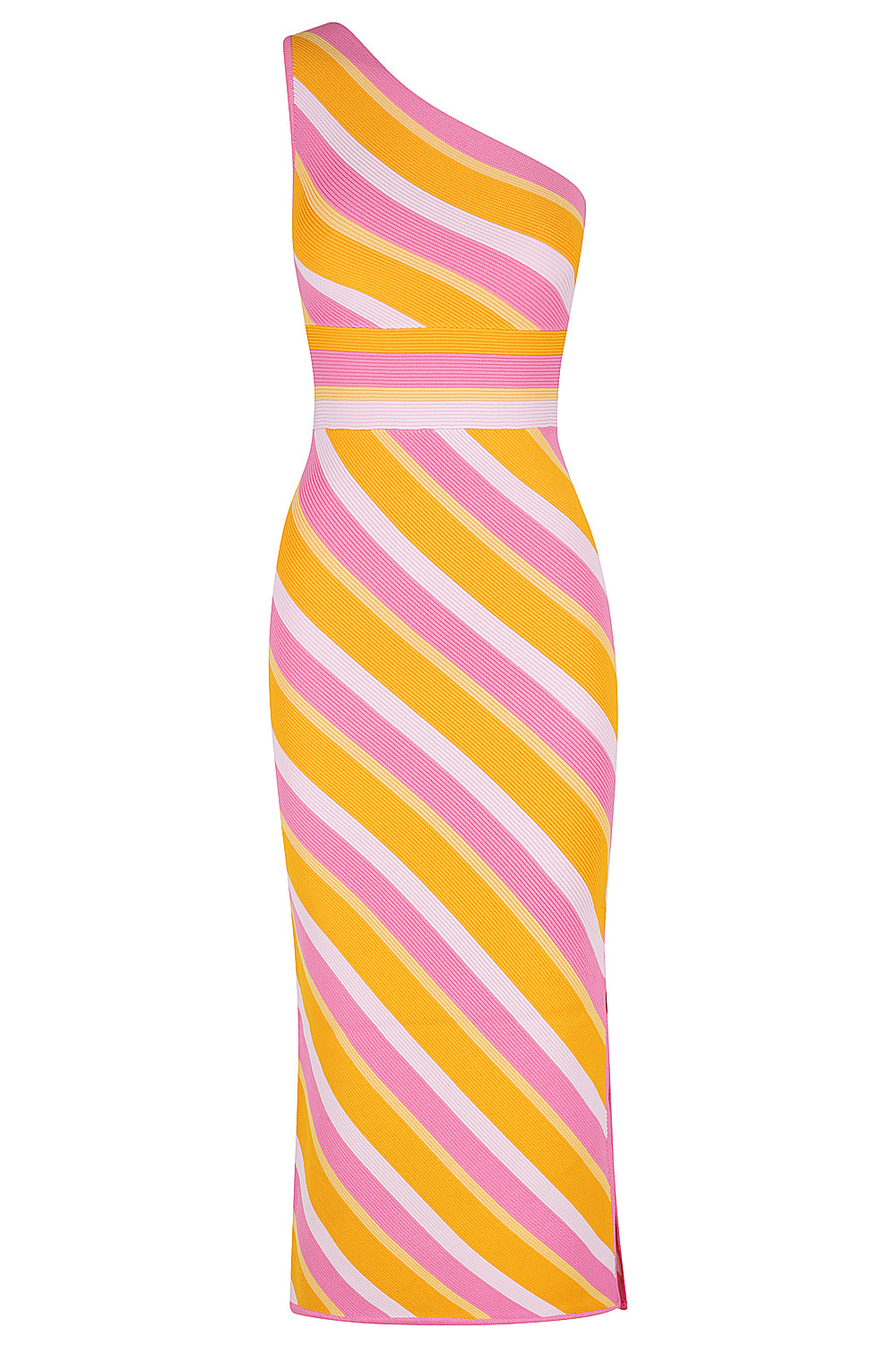 St Tropez One Shoulder Knit Dress - Tropicana Stripe