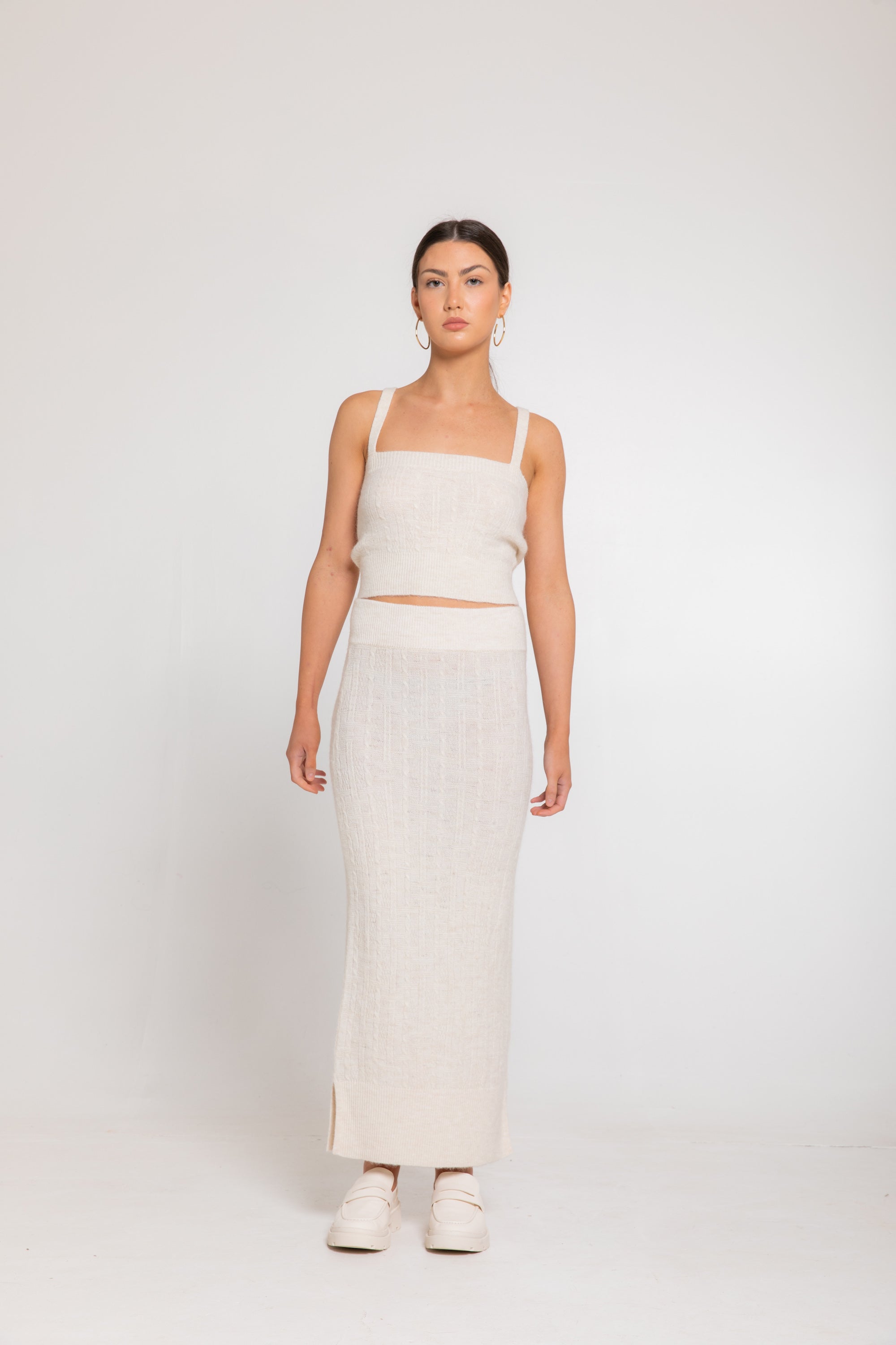 Riviera Cable Knit Skirt - Snowball