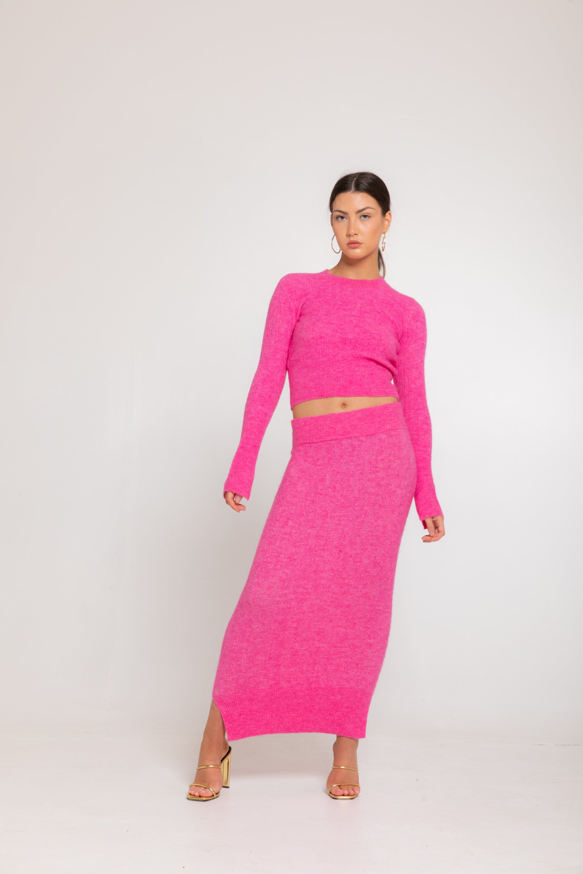Riviera Cable Knit Skirt - Barbie Pink