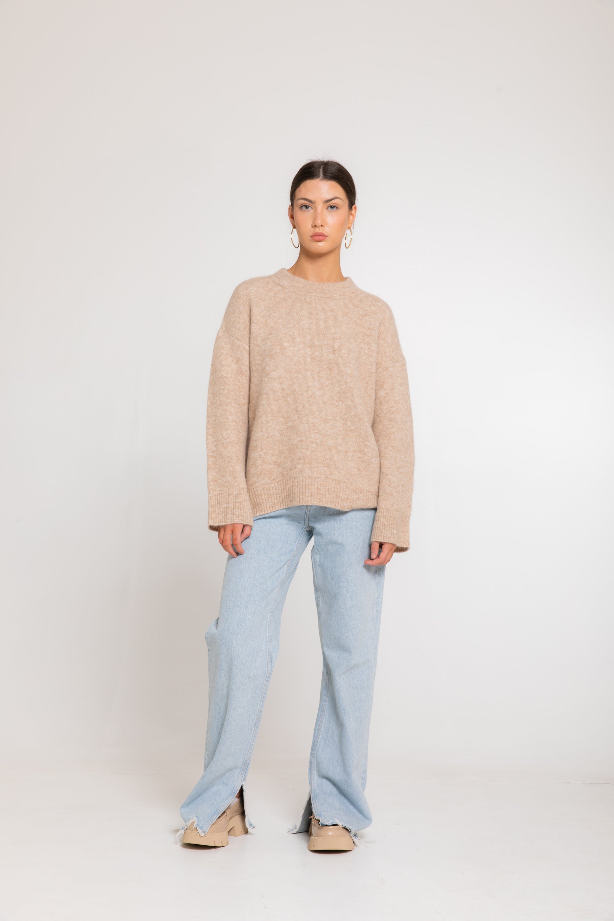 Kick Up Your Heels Cosy Knit Crew - Creme Brulee