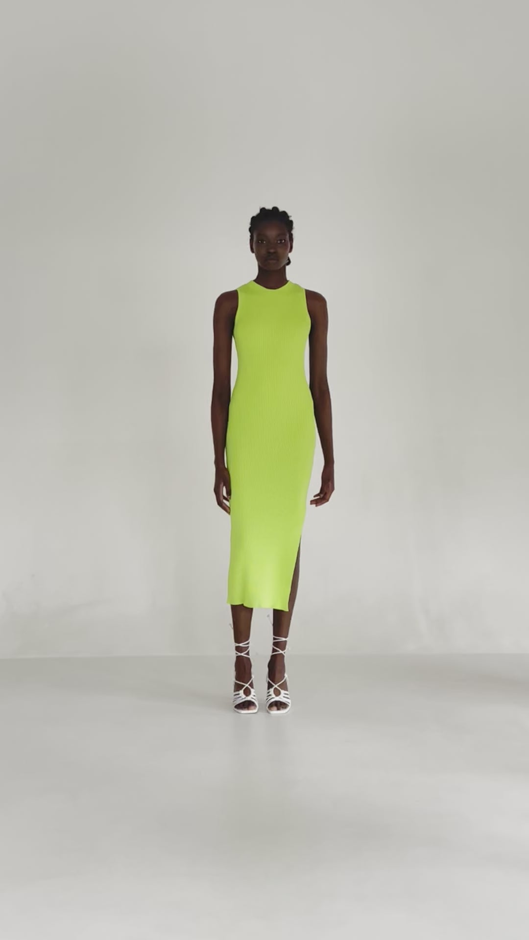 The Carrie Rib Knit Dress - Neon Green