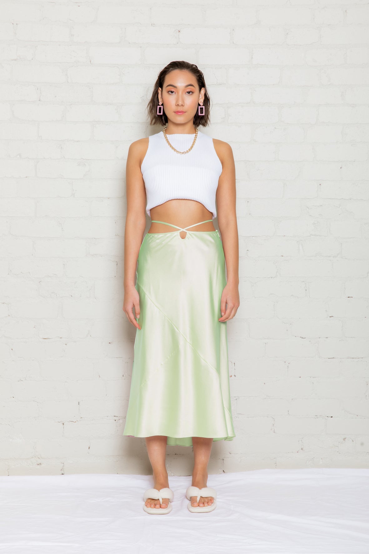 Blair Silk Tie Waist Skirt - Butterfly Green