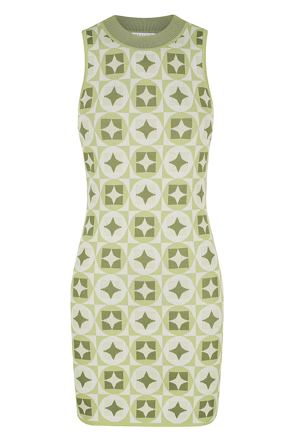 Marrakesh Mosaic Mini Knit Dress - Citrus Green Multi