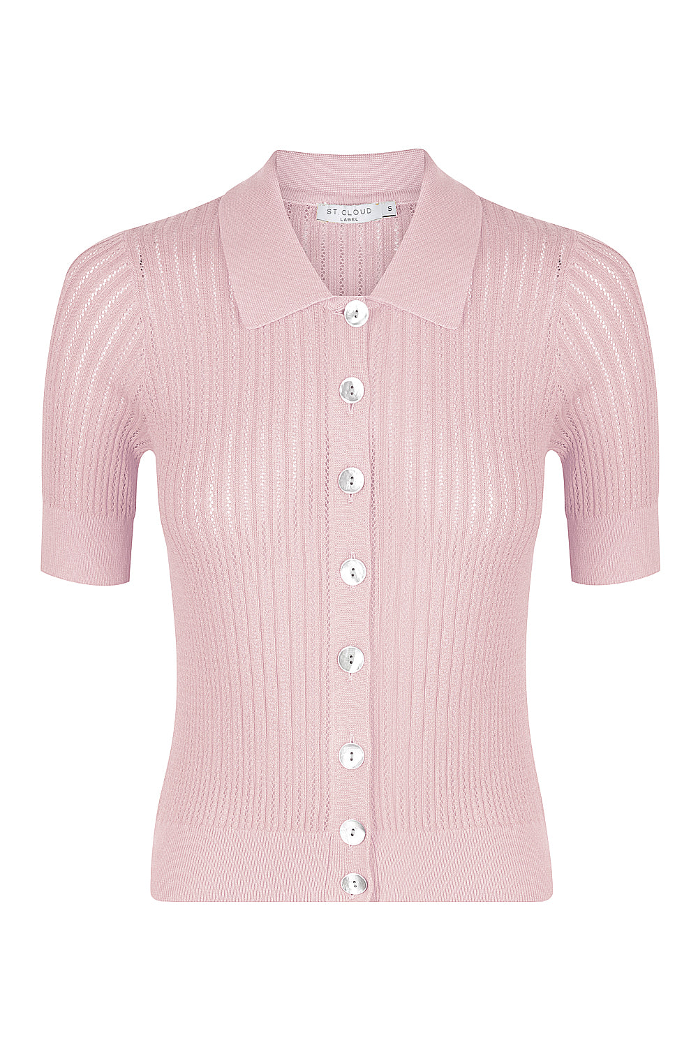 Down the Rabbit Hole Knit Polo Cardi - Marshmallow Pink