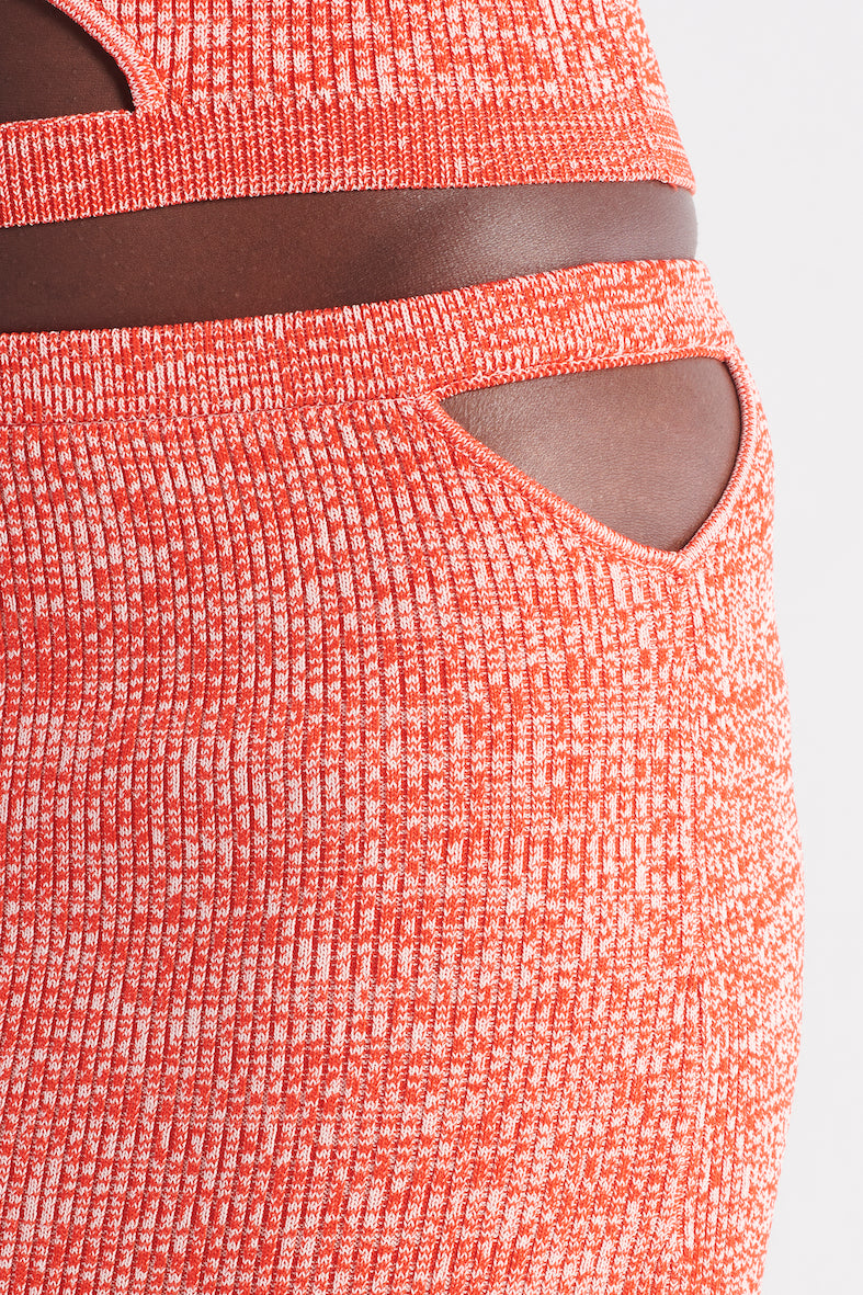 The Cut it Out Knit Skirt - Ferrari Red / Cream