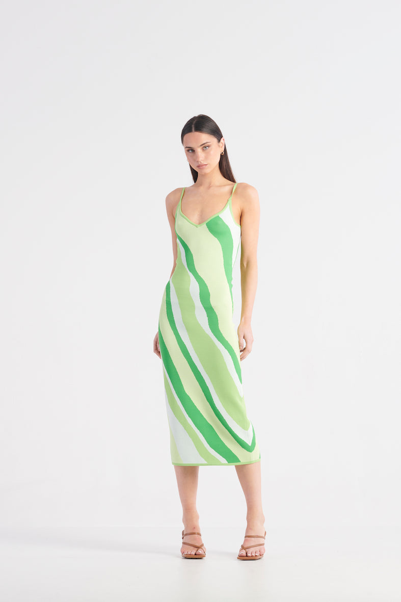 The Margarita Wave Knit Dress - Poison Green