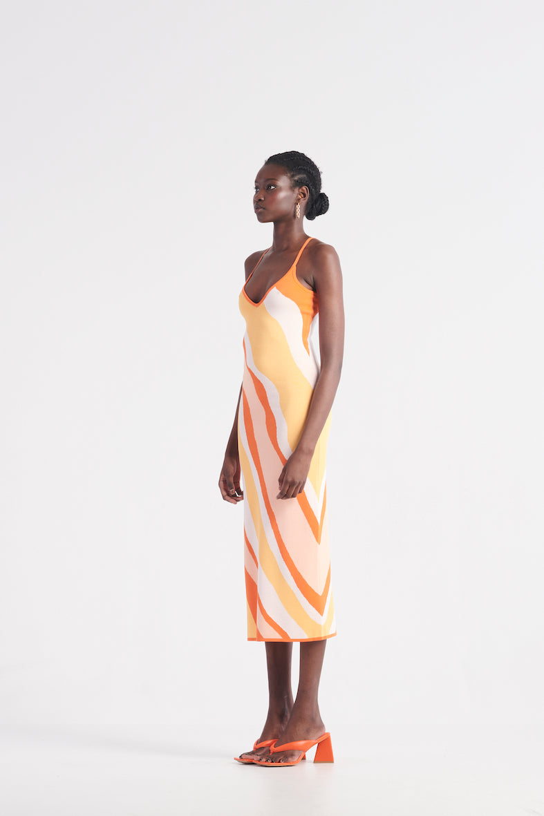 The Margarita Wave Knit Dress - All About Orange