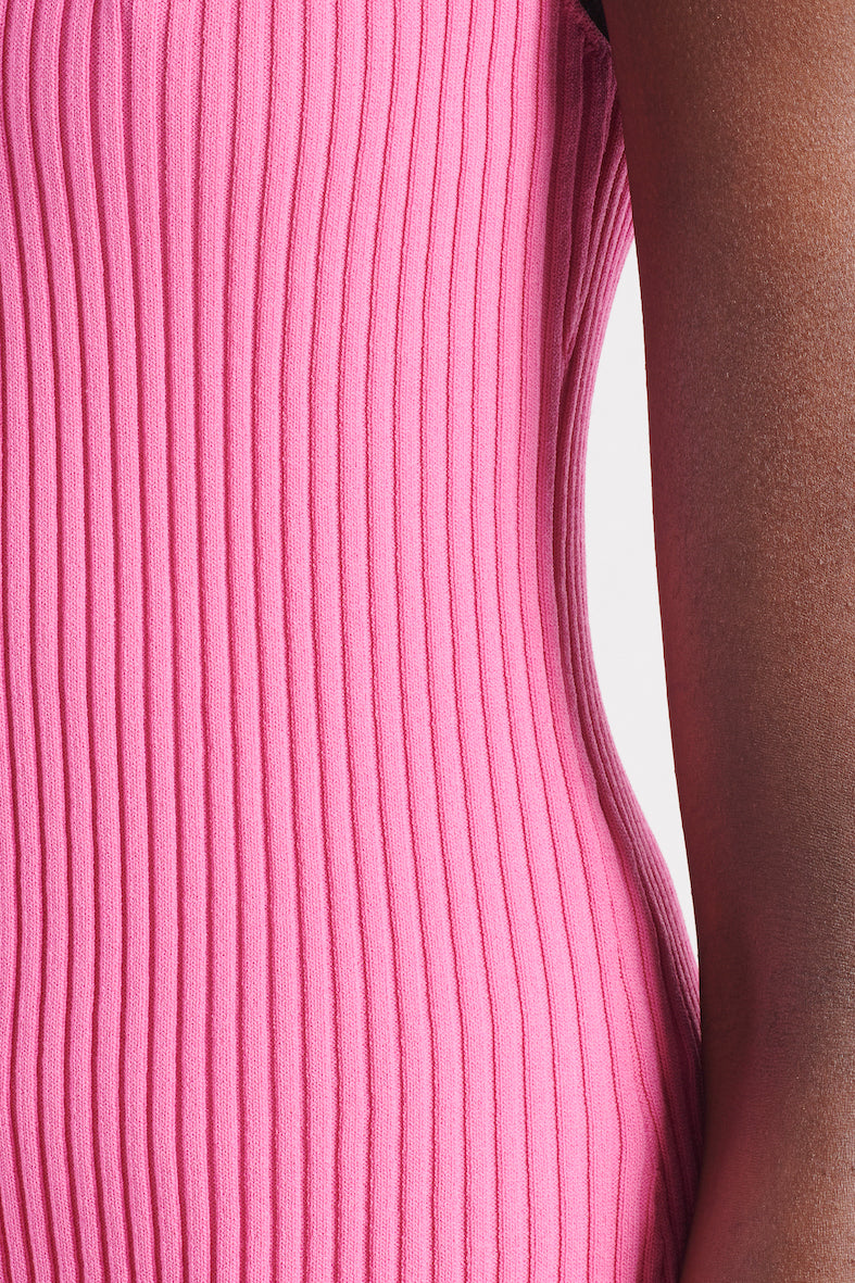 The Carrie Rib Knit Tank - Bold Barbie Pink